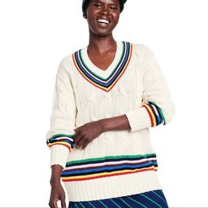 Rowing Blazers X Target Croquet Stripe Cable Knit Sweater medium
